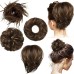 4 Pcs Messy Hair Bun Straight Hairpiece Tousled Updo for Women Hair Extensions Short Ponytail Elastic Scrunchies Curly Hair Accessories