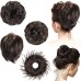 4 Pcs Messy Hair Bun Straight Hairpiece Tousled Updo for Women Hair Extensions Short Ponytail Elastic Scrunchies Curly Hair Accessories