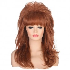 80s Women Peggy Bundy Beehive Wig Long Wavy Ginger Bouffant Synthetic Hair wigs for Married Housewife Big Red Vintage Costume Cosplay Halloween Party