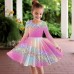 Girls' 3D Color Gradient Dress Long Sleeve 3D Print Fall Winter Sports & Outdoor Daily Holiday Cute Casual Beautiful Kids 3-12 Years Casual Dress A Line Dress Above Knee Polyester Regular Fit