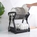 Dish Drainer Dish Drying Rack Kitchen Storage Double Layer Dish Drainer Shelf Knife Fork Container Household Holder with Sink