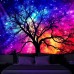 Universe Sky Blacklight Tapestry UV Reactive Glow in the Dark Trippy Tree Misty Forest Nature Landscape Hanging Tapestry Wall Art Mural for Living Room Bedroom