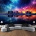 Universe Sky Blacklight Tapestry UV Reactive Glow in the Dark Trippy Tree Misty Forest Nature Landscape Hanging Tapestry Wall Art Mural for Living Room Bedroom