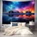 Universe Sky Blacklight Tapestry UV Reactive Glow in the Dark Trippy Tree Misty Forest Nature Landscape Hanging Tapestry Wall Art Mural for Living Room Bedroom