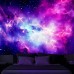 Universe Sky Blacklight Tapestry UV Reactive Glow in the Dark Trippy Tree Misty Forest Nature Landscape Hanging Tapestry Wall Art Mural for Living Room Bedroom