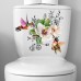 Birds Flowers Toilet Seat Lid Stickers Self-Adhesive Bathroom Wall Sticker Floral Birds Butterfly Toilet Seat Decals DIY Removable Waterproof Toilet Sticker for Bathroom Cistern Decor