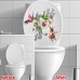 Birds Flowers Toilet Seat Lid Stickers Self-Adhesive Bathroom Wall Sticker Floral Birds Butterfly Toilet Seat Decals DIY Removable Waterproof Toilet Sticker for Bathroom Cistern Decor