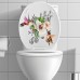 Birds Flowers Toilet Seat Lid Stickers Self-Adhesive Bathroom Wall Sticker Floral Birds Butterfly Toilet Seat Decals DIY Removable Waterproof Toilet Sticker for Bathroom Cistern Decor