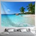 Large Wall Tapestry Art Deco Blanket Curtain Picnic Table Cloth Hanging Home Bedroom Living Room Dormitory Decoration Polyester Fiber Beach Series Coconut Tree Blue Sea White Cloud Blue Sky