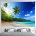 Large Wall Tapestry Art Deco Blanket Curtain Picnic Table Cloth Hanging Home Bedroom Living Room Dormitory Decoration Polyester Fiber Beach Series Coconut Tree Blue Sea White Cloud Blue Sky