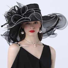 Tulle Hat Fashion Vintage Style Elegant Luxurious Organza Hats Headwear with Bowknot Flower Trim 1 PC Wedding Horse Race Melbourne Cup Ladies Day Headpiece