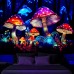 Mushroom Fantasy Blacklight Tapestry UV Reactive Glow in the Dark Trippy Misty Nature Landscape Hanging Tapestry Wall Art Mural for Living Room Bedroom