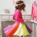 Kids Girls' Dress Color Block Rainbow Long Sleeve Casual Cute Cotton Knee-length Fall Winter 3-6 Y Gray