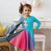 Kids Girls' Dress Color Block Rainbow Long Sleeve Casual Cute Cotton Knee-length Fall Winter 3-6 Y Gray