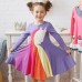 Kids Girls' Dress Color Block Rainbow Long Sleeve Casual Cute Cotton Knee-length Fall Winter 3-6 Y Gray