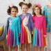 Kids Girls' Dress Color Block Rainbow Long Sleeve Casual Cute Cotton Knee-length Fall Winter 3-6 Y Gray