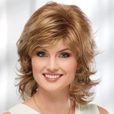 Phoebe WhisperLite Wig Flirty Mid-Length Wig with Face-Framing Fringe and Soft Waves / Multi-Tonal Shades of Blonde Silver Brown and Red