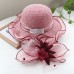 Hats Headwear Straw Hats Tulle Linen / Polyester Blend Bucket Hat Straw Hat Sun Hat Casual Holiday Kentucky Derby Melbourne Cup Vintage Style Elegant With Feather Appliques Headpiece Headwear