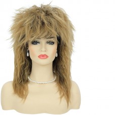 80s Tina Rock Diva Costume Wig for Women Big Hair Blonde 70s 80s Rocker Mullet Wigs Glam Punk Rock Rockstar Cosplay Wig for Halloween Party