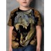 Kids Boys' T shirt Tee Short Sleeve Dinosaur 3D Print Color Block Animal Crewneck Quick Dry Blue Yellow Khaki Children Tops Summer Basic Streetwear 3-12 Years