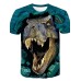 Kids Boys' T shirt Tee Short Sleeve Dinosaur 3D Print Color Block Animal Crewneck Quick Dry Blue Yellow Khaki Children Tops Summer Basic Streetwear 3-12 Years