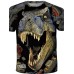 Kids Boys' T shirt Tee Short Sleeve Dinosaur 3D Print Color Block Animal Crewneck Quick Dry Blue Yellow Khaki Children Tops Summer Basic Streetwear 3-12 Years