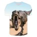 Kids Boys' T shirt Tee Short Sleeve Dinosaur 3D Print Color Block Animal Crewneck Quick Dry Blue Yellow Khaki Children Tops Summer Basic Streetwear 3-12 Years