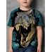 Kids Boys' T shirt Tee Short Sleeve Dinosaur 3D Print Color Block Animal Crewneck Quick Dry Blue Yellow Khaki Children Tops Summer Basic Streetwear 3-12 Years