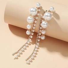 Women's Pearl Drop Earrings Fine Jewelry Tassel Fringe Precious Cute Stylish Earrings Jewelry White For Wedding Party 1 Pair