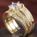 Ring Party Classic Silver Gold Copper Precious Statement Stylish 3pcs Zircon