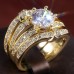 Ring Party Classic Silver Gold Copper Precious Statement Stylish 3pcs Zircon