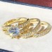 Ring Party Classic Silver Gold Copper Precious Statement Stylish 3pcs Zircon