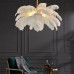 LED Pendant Light Chandelier Gorgeous Extra Large White Ostrich Feather Bouquet Pendant Light Romantic Mounted Lighting Fixture for Restaurant Bedroom