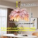 LED Pendant Light Chandelier Gorgeous Extra Large White Ostrich Feather Bouquet Pendant Light Romantic Mounted Lighting Fixture for Restaurant Bedroom