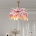 LED Pendant Light Chandelier Gorgeous Extra Large White Ostrich Feather Bouquet Pendant Light Romantic Mounted Lighting Fixture for Restaurant Bedroom