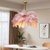 LED Pendant Light Chandelier Gorgeous Extra Large White Ostrich Feather Bouquet Pendant Light Romantic Mounted Lighting Fixture for Restaurant Bedroom