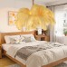 LED Pendant Light Chandelier Gorgeous Extra Large White Ostrich Feather Bouquet Pendant Light Romantic Mounted Lighting Fixture for Restaurant Bedroom