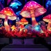 Mushroom Fantasy Blacklight Tapestry UV Reactive Glow in the Dark Trippy Misty Nature Landscape Hanging Tapestry Wall Art Mural for Living Room Bedroom