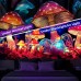 Mushroom Fantasy Blacklight Tapestry UV Reactive Glow in the Dark Trippy Misty Nature Landscape Hanging Tapestry Wall Art Mural for Living Room Bedroom