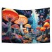 Fantasy Mushroom Land Hanging Tapestry Wall Art Trippy Large Tapestry Mural Decor Photograph Backdrop Blanket Curtain Home Bedroom Living Room Decoration