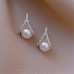 Women's Pearl Stud Earrings Fine Jewelry Classic Precious Stylish Romantic Earrings Jewelry Silver For Gift Festival 1 Pair