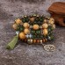 Tree & Tassel Charm Beaded Bracelet Handmade Bohemian Style Multi-layer Wooden Bead Beaded Bracelet Elastic Bracelet Hand Jewelry