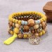 Tree & Tassel Charm Beaded Bracelet Handmade Bohemian Style Multi-layer Wooden Bead Beaded Bracelet Elastic Bracelet Hand Jewelry