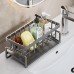 Sink Caddy, Sponge Drain Rack With Dishcloth Holder, Stainless Steel Sink Storage Rack for Sponge Dish Soap Dishcloth Brushes Rags