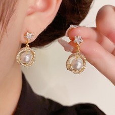 Women's Zircon Drop Earrings Fine Jewelry Classic Precious Elegant Stylish Earrings Jewelry Gold For Gift Festival 1 Pair