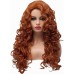 Long Fox Red Hair Curly Wavy Full Head Halloween Wigs for Women Cosplay Costume Party Hairpiece