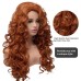 Long Fox Red Hair Curly Wavy Full Head Halloween Wigs for Women Cosplay Costume Party Hairpiece