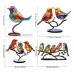 Stained Birds On Branch Desktop Ornaments,Metal Flat Vivid Birds Decorations On Branch,Double Sided Multicolor Hummingbird Craft Statue Table Gift for Bird Lovers