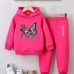 2 Pieces Kids Girls' Graphic Pants Suit Set Long Sleeve Active School 7-13 Years Spring Black Pink Red