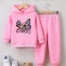 2 Pieces Kids Girls' Graphic Pants Suit Set Long Sleeve Active School 7-13 Years Spring Black Pink Red